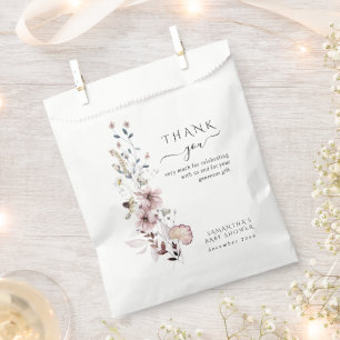 Sachets En Papier Baby shower moderne et minimaliste fleur sauvage b