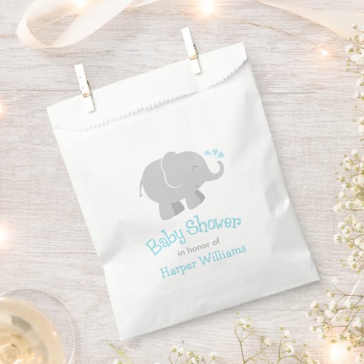 Sachets En Papier Baby shower moderne Sky Blue et Grey Elephant Boy (Coupé)