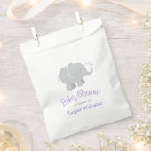 Sachets En Papier Baby shower moderne violet gris éléphant fille (Coupé)