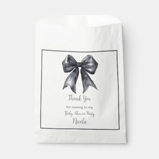 Sachets En Papier Baby shower noir Coquette Bow (Devant)