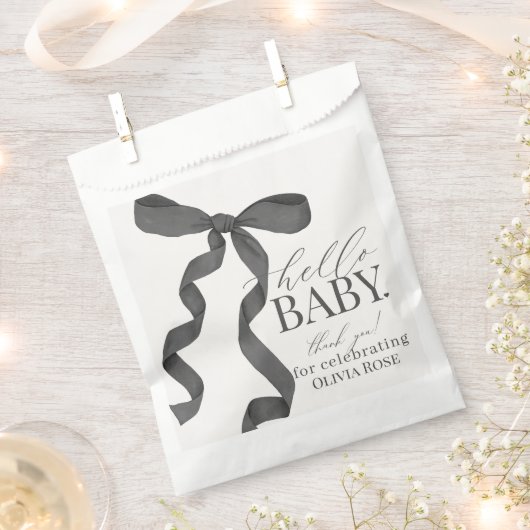 Sachets En Papier Baby shower noir Coquette Bow Girl Dessert (Coupé)