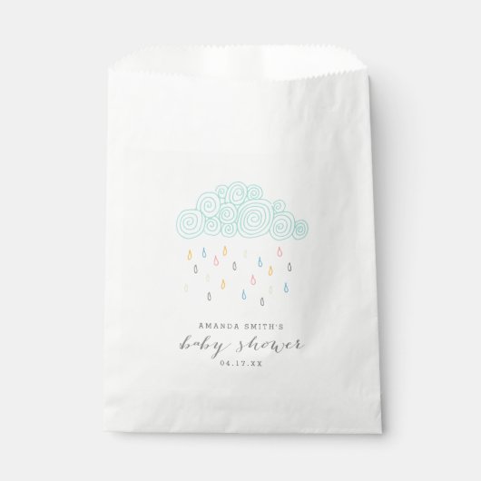 Sachets En Papier Baby shower nuages de pluie (Devant)