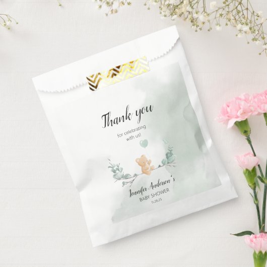 Sachets En Papier Baby shower Ours Eucalyptus (Scellé)