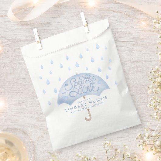Sachets En Papier Baby shower parapluie bleu (Coupé)
