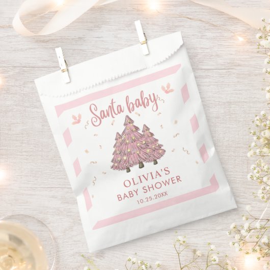 Sachets En Papier Baby shower Père Noël Pink Winter Tree (Coupé)