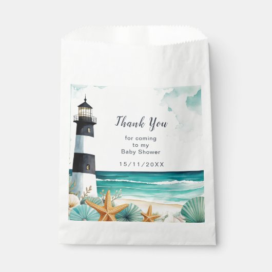 Sachets En Papier Baby shower phare nautique (Devant)