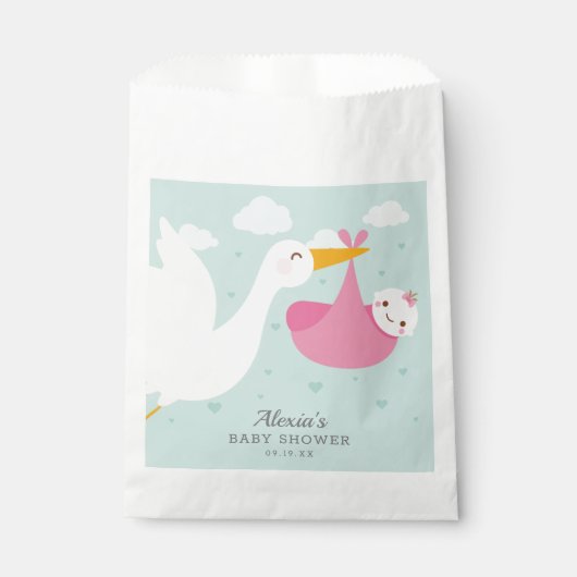 Sachets En Papier Baby shower pour fille Stork Pink Bundle (Devant)