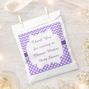 Sachets En Papier Baby shower Purple Chevron & Polka Dot