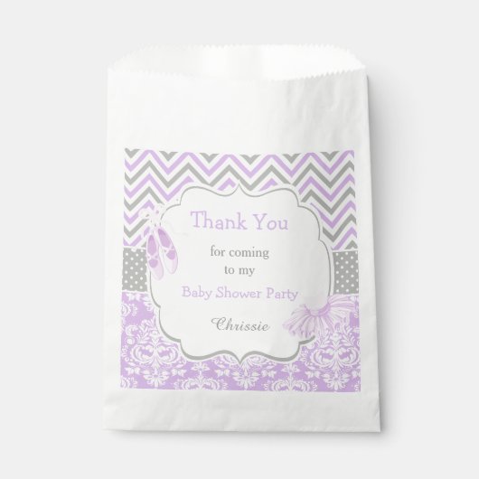 Sachets En Papier Baby shower Purple et Grey Chevron Ballerina (Devant)