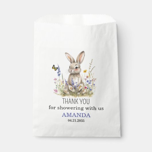 Sachets En Papier Baby shower Quelques fleurs sauvages lapins (Devant)
