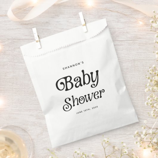 Sachets En Papier Baby shower rétro noir et blanc minimal (Coupé)