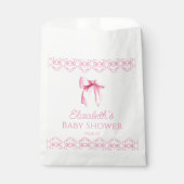 Sachets En Papier Baby shower rose Coquette Bow (Devant)