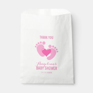 Sachets En Papier Baby shower rose mignon de fille de coeur de PIEDS