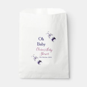 Sachets En Papier Baby shower rose papillon violet oh bébé moderne