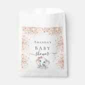Sachets En Papier Baby shower rose parties scintillant d'or éléphant (Devant)