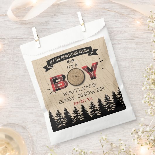 Sachets En Papier Baby shower Rustic Forest Plaid Lumberjack Boys (Coupé)