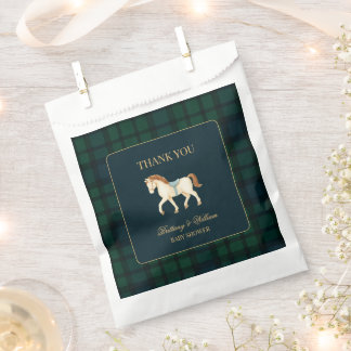 Sachets En Papier Baby-Shower Rustique à Carreaux Tartan Cheval