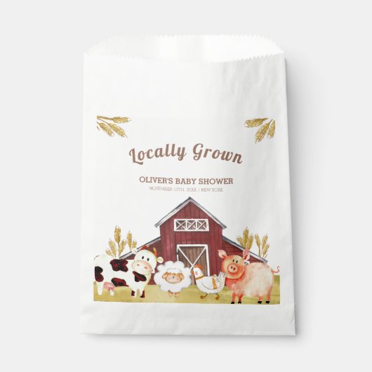 Sachets En Papier Baby shower Rustique Barnyard Farm Animaux (Devant)