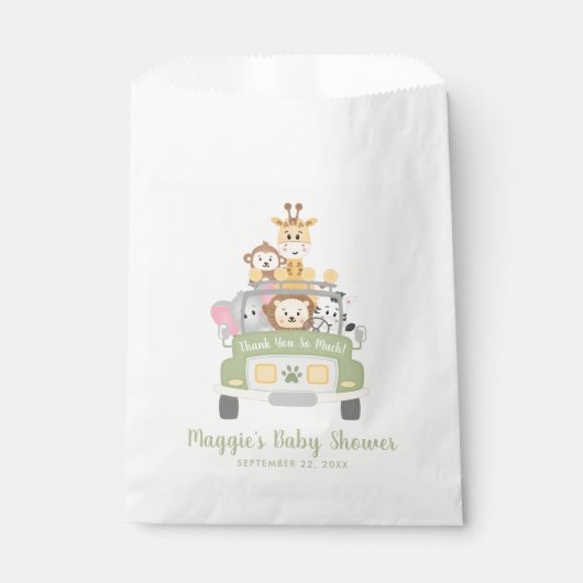 Sachets En Papier Baby shower Safari Merci (Devant)