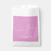 Sachets En Papier Baby shower script moderne cerise rose invité (Devant)