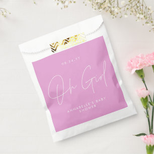 Sachets En Papier Baby shower script moderne cerise rose invité