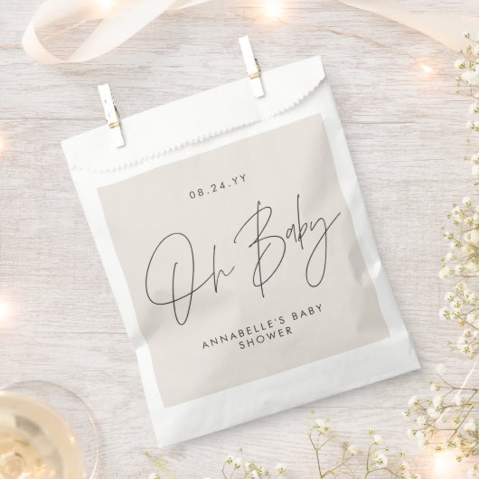 Sachets En Papier Baby shower script moderne crème audacieuse noir i (Coupé)