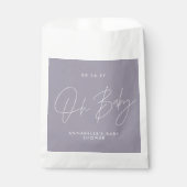 Sachets En Papier Baby shower script moderne lilas violet lavande (Devant)