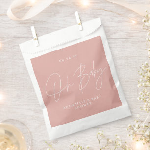 Sachets En Papier Baby shower script moderne rose rose invité