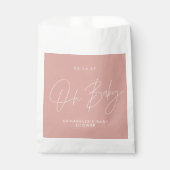 Sachets En Papier Baby shower script moderne rose rose invité (Devant)