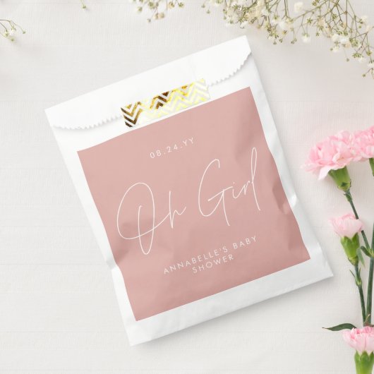 Sachets En Papier Baby shower script moderne rose rose invité (Scellé)
