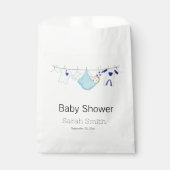 Sachets En Papier Baby shower simple bleu mou (Devant)