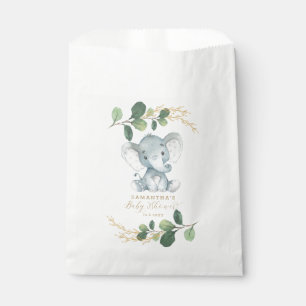 Sachets En Papier Baby shower simple d'éléphant de jungle de verdu