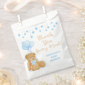 Sachets En Papier Baby shower Teddy Bear Blue Stars Merci (Coupé)