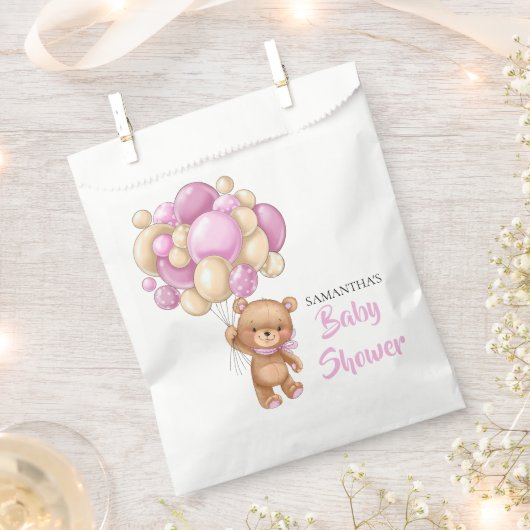Sachets En Papier Baby shower Teddy Girl - Blanc (Coupé)