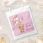 Sachets En Papier Baby shower Teddy Girl - rose et blanc (Coupé)
