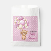 Sachets En Papier Baby shower Teddy Girl - rose et blanc (Devant)