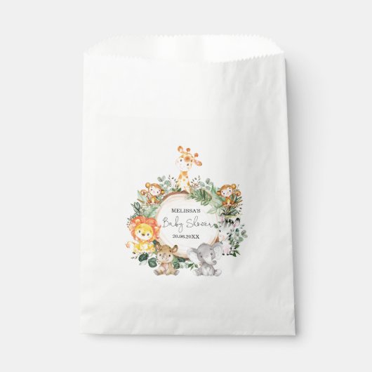 Sachets En Papier Baby shower tendance Jungle Safari Animaux (Devant)