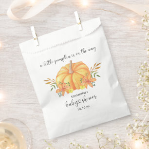 Sachets En Papier Baby shower thème aquarelle orange Citrouille