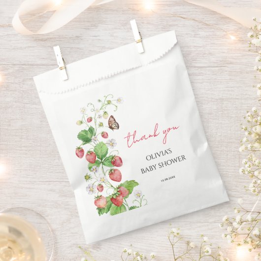 Sachets En Papier Baby Shower Thème Fraise (Coupé)