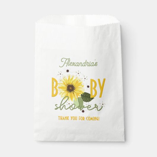 Sachets En Papier Baby shower tournesol (Devant)