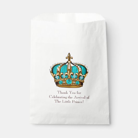 Sachets En Papier Baby shower Turquoise Blue Gold Prince (Devant)