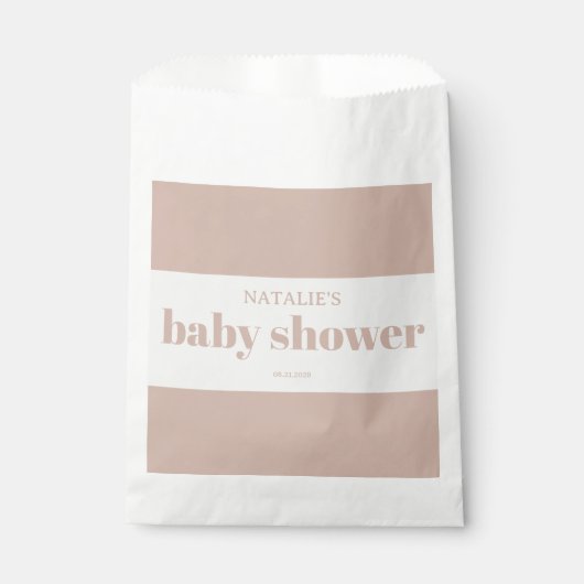 Sachets En Papier Baby-Shower Typographie en grès rose (Devant)