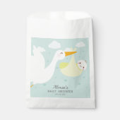 Sachets En Papier Baby shower Unisex de bloc jaune cigogne (Devant)