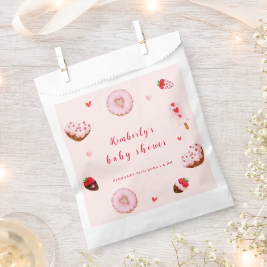 Sachets En Papier Baby shower Valentines de Donuts Roses (Coupé)