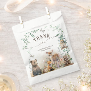 Sachets En Papier Baby shower végétal de la forêt animale forestière