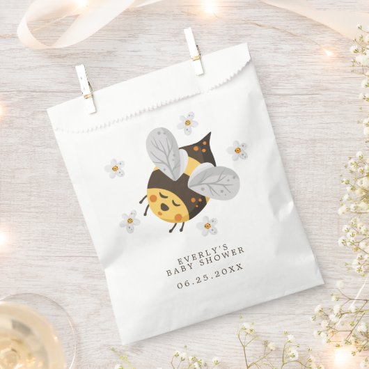 Sachets En Papier Baby shower vert d'abeille Fleur de Faisée (Coupé)