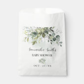 Sachets En Papier Baby shower vert Eucalyptus (Devant)
