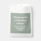 Sachets En Papier Baby shower vert mignon  personnalisé Merci (Devant)