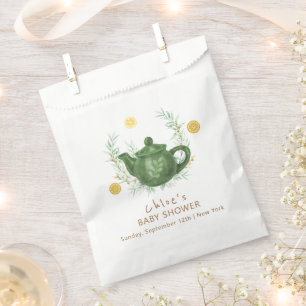 Sachets En Papier Baby shower vintage de verdure Orange Park-Tea