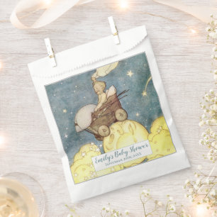 Sachets En Papier Baby shower vintage Lune et étoiles